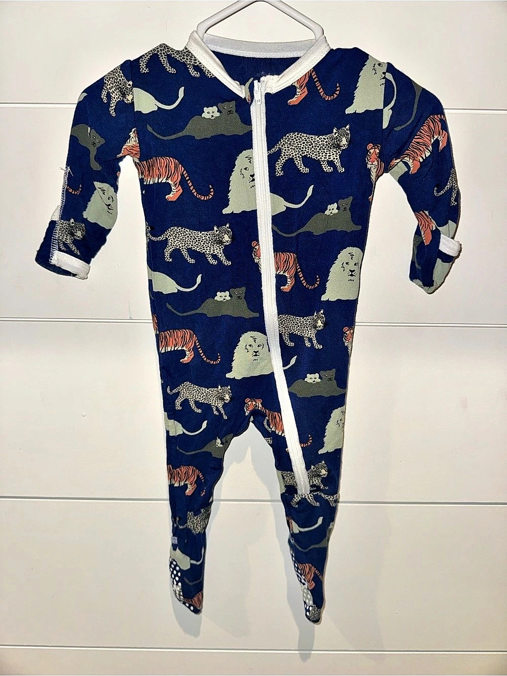 Kickee Pants Print Footie with Zipper Blue & Green Baby 0-3M
